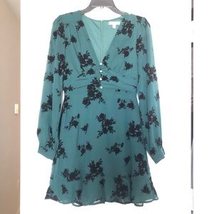 Gianni Bini emerald dress with velvet flowers